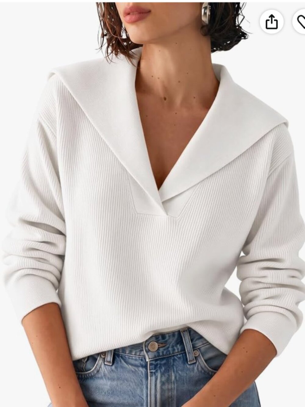 Cicy Bell Women's Pullover Sweaters Lapel Collar V Neck Long Sleeve Sweater